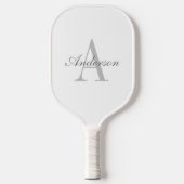 Elegant White en Gray Monogram Pickleball Paddle (Voorkant)