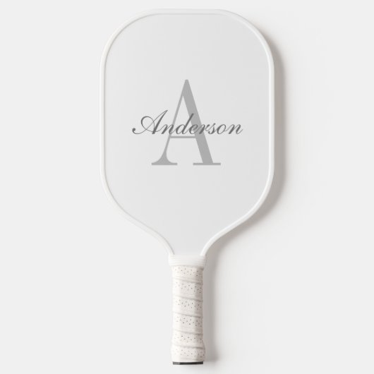Elegant White en Gray Monogram Pickleball Paddle (Voorkant)
