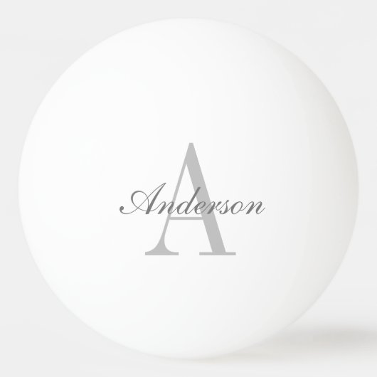 Elegant White en Gray Monogram Pingpongbal (Voorkant)