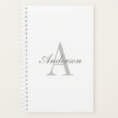 Elegant White en Gray Monogram Planner (Voorkant)