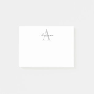 Elegant White en Gray Monogram Post-it® Notes