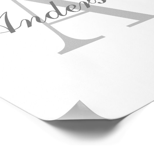 Elegant White en Gray Monogram Poster (Hoek)