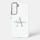 Elegant White en Gray Monogram Samsung Galaxy Hoesje (Achterkant)
