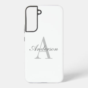Elegant White en Gray Monogram Samsung Galaxy Hoesje