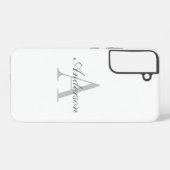 Elegant White en Gray Monogram Samsung Galaxy Hoesje (Achterkant horizontaal)