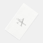 Elegant White en Gray Monogram Servet (Hoek)
