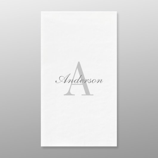 Elegant White en Gray Monogram Servet