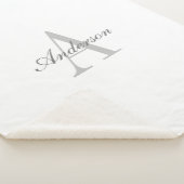 Elegant White en Gray Monogram Sherpa Deken (3/4)