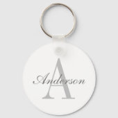 Elegant White en Gray Monogram Sleutelhanger (Achterkant)