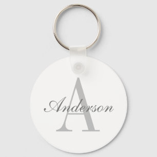Elegant White en Gray Monogram Sleutelhanger