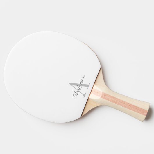 Elegant White en Gray Monogram Tafeltennisbatje (Zijkant)