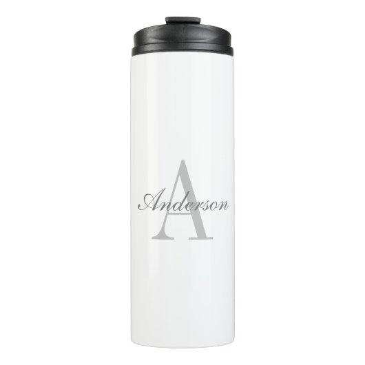 Elegant White en Gray Monogram Thermosbeker (Voorkant)
