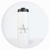 Elegant White en Gray Monogram Thermosbeker