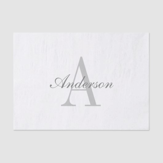 Elegant White en Gray Monogram Tissuepapier (Voorkant)