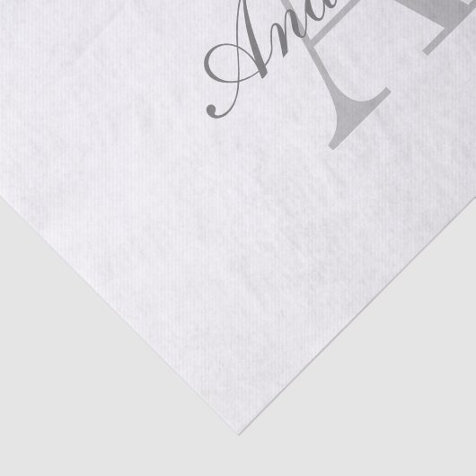 Elegant White en Gray Monogram Tissuepapier (Detail)