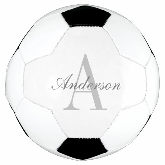 Elegant White en Gray Monogram Voetbal (Voorkant)