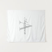 Elegant White en Gray Monogram Wandkleed (Voorkant (horizontaal))