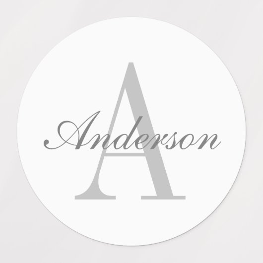 Elegant White en Gray Monogram | Waterdicht Labels (Design 1)