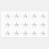 Elegant White en Gray Monogram | Waterdicht Labels (Vel)