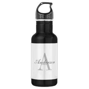 Elegant White en Gray Monogram Waterfles