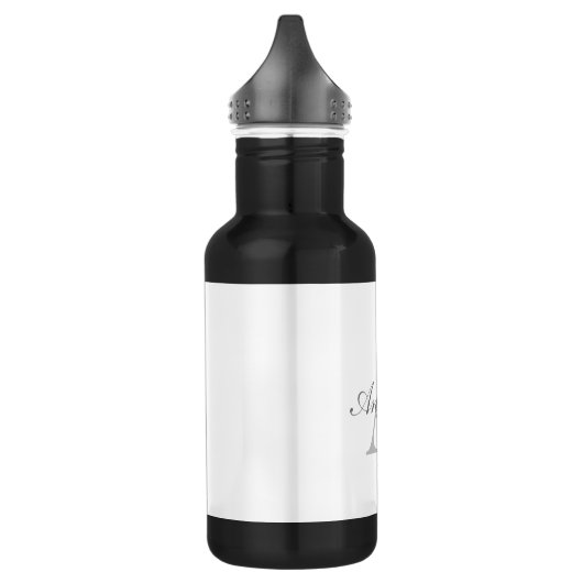Elegant White en Gray Monogram Waterfles (Links)
