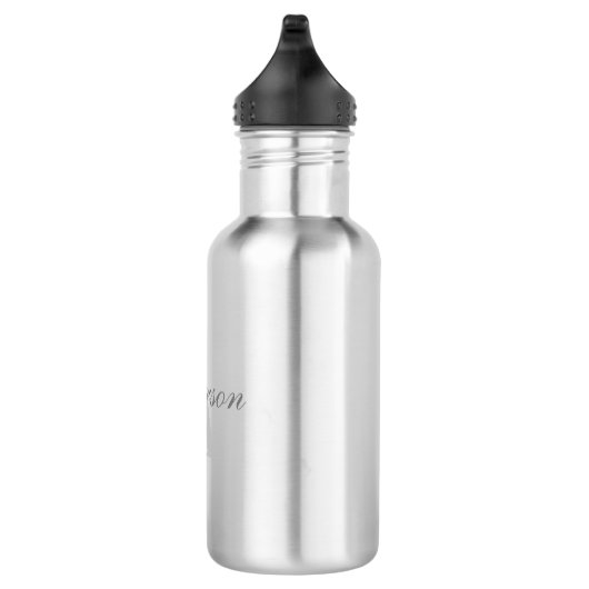 Elegant White en Gray Monogram Waterfles (Rechts)