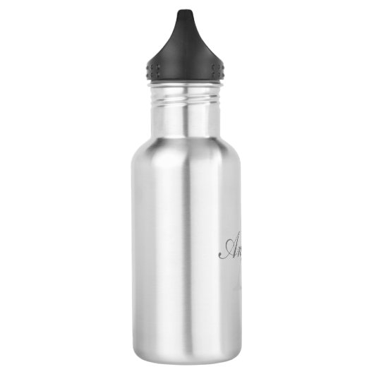 Elegant White en Gray Monogram Waterfles (Links)