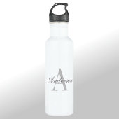Elegant White en Gray Monogram Waterfles