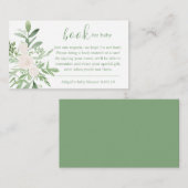 Elegant White en Green Floral Books voor Baby Informatiekaartje (Voorkant / Achterkant)