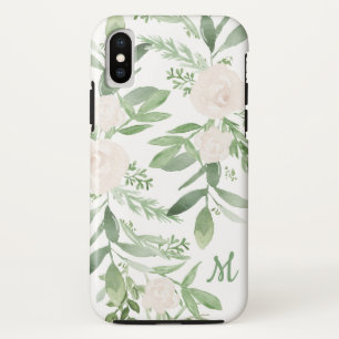 Elegant White en Green Floral Monogram Case-Mate iPhone Case