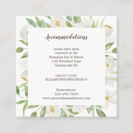 Elegant White en Green Floral Wedding Accommodatie Informatiekaartje