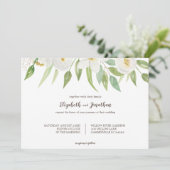 Elegant White en Green Floral Wedding Kaart (Staand voorkant)