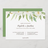 Elegant White en Green Floral Wedding Kaart (Voorkant / Achterkant)