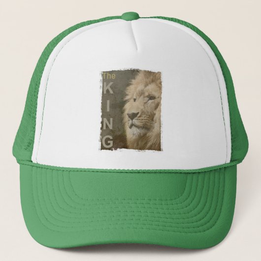 Elegant White en Green Moderne Pop Art Lion Head Trucker Pet (Voorkant)