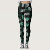 Elegant White en Green Palm Leaves Leggings (Voorkant)