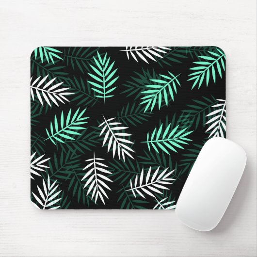 Elegant White en Green Palm Leaves | Mousepad Muismat (Met muis)