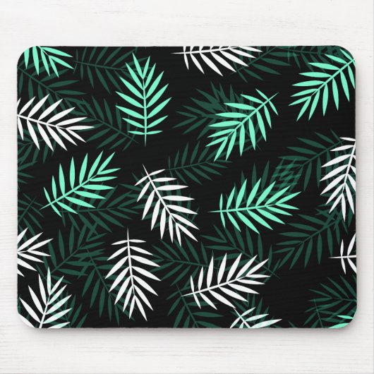 Elegant White en Green Palm Leaves | Mousepad Muismat (Voorkant)