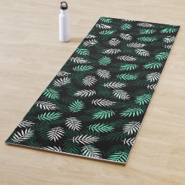 Elegant White en Green Palm Leaves | Yoga Mat