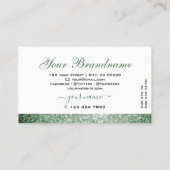 Elegant White en Green Sparkle Glitter Diamonds Visitekaartje (Achterkant)