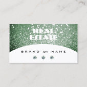 Elegant White en Green Sparkle Glitter Diamonds Visitekaartje (Voorkant)