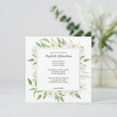 Elegant White en Green Waterverf Floral Wedding Kaart (Staand voorkant)