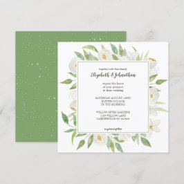 Elegant White en Green Waterverf Floral Wedding Kaart