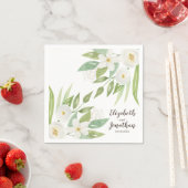 Elegant White en Green Waterverf Floral Wedding Servet (Insitu)