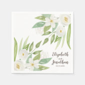 Elegant White en Green Waterverf Floral Wedding Servet (Voorkant)