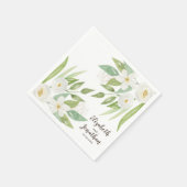 Elegant White en Green Waterverf Floral Wedding Servet (Hoek)