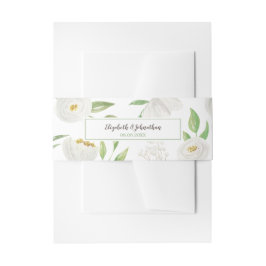 Elegant White en Green Waterverf Floral Wedding Uitnodigingen Wikkel
