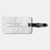 Elegant White en Grey Marble Monogram Name Bagagelabel (Achterkant horizontaal)