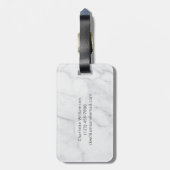 Elegant White en Grey Marble Script Aangepast Bagagelabel (Achterkant verticaal)