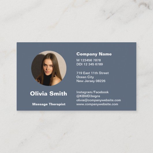 Elegant White en Grey Massage Visitekaartje Klantenkaartje (Achterkant)