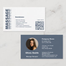 Elegant White en Grey Massage Visitekaartje